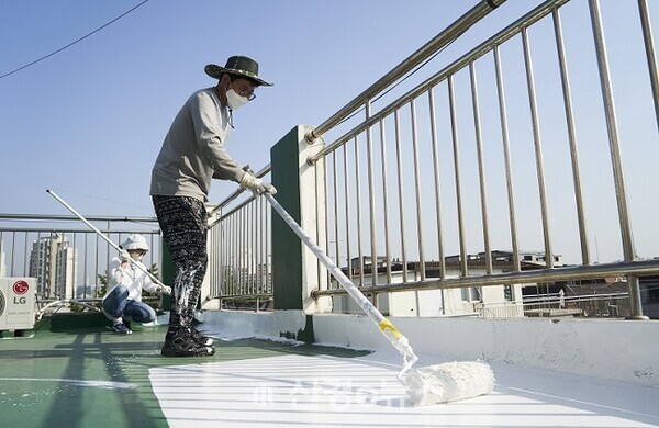 뉴요커 환경설치미술가들이 시도하는 에너지절약 방법 중 하나가 쿨루프(Cool roofs). 반사율이 높은 밝은색 도료를 건물의 옥상에 칠함으로써 옥상 바닥 온도는 10℃, 건물 실내온도는 2∼3℃ 낮아지는 효과가 있다. 한국지역난방공사가 1999년 대국민일자리 아이디어 공모전 최우수작을 받은 ‘그린뉴딜형 쿨루프 청년일자리 양성사업‘을 2000년 초반 진행했다. 그러나 그 후 이 제도가 제대로 펼쳐지고 있지는 못하다는 평가다. 공공과 민간이 투자할 수 있는 수익모델(ROI)을 정부가 명확히 하지 않으니 지속성을 유지하지 못하는 것이다.
